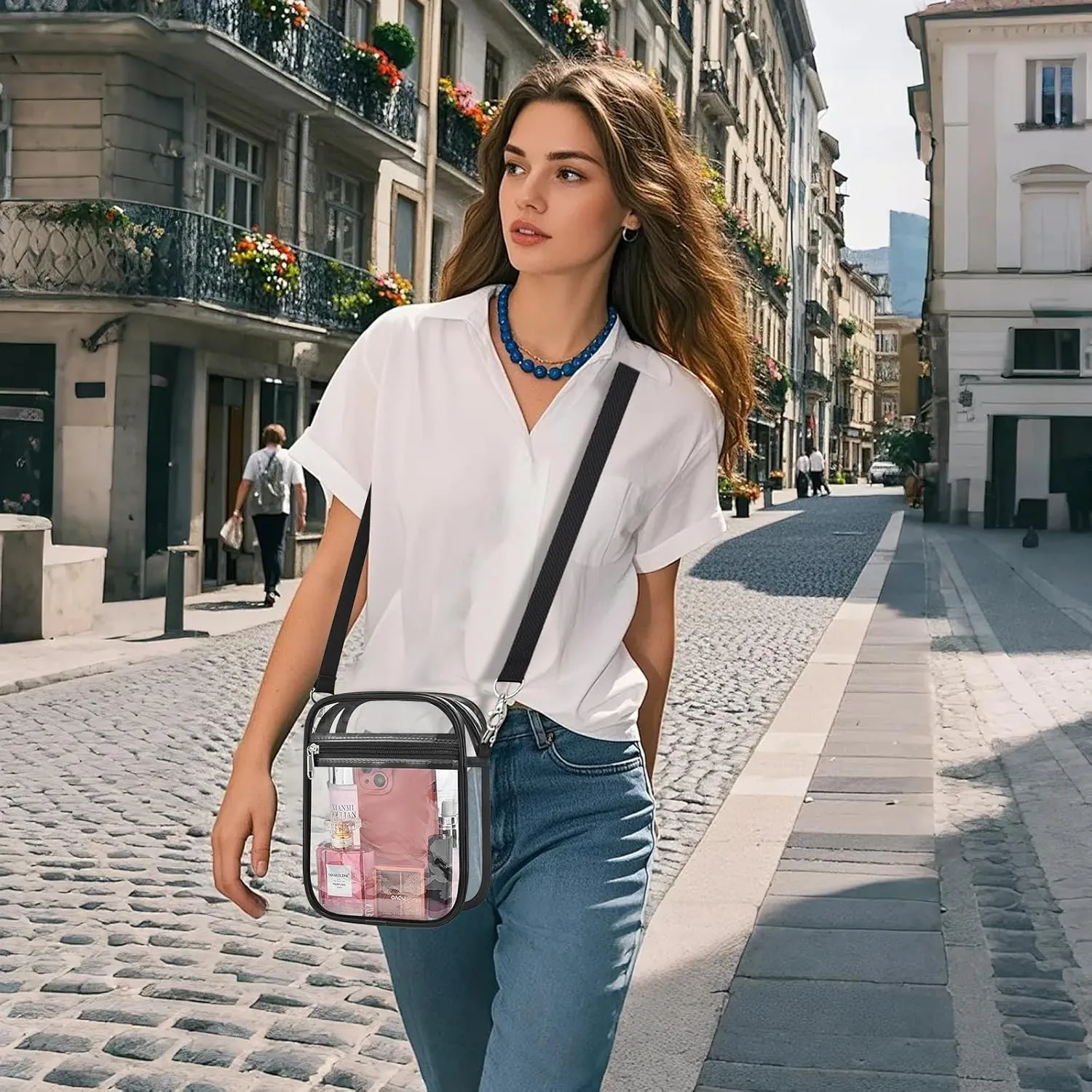 Clear Bag for Stadium Events Men&Women Clear Crossbody Bag Stadium Approved Clear Purse Bag Waterproof Clear Bag