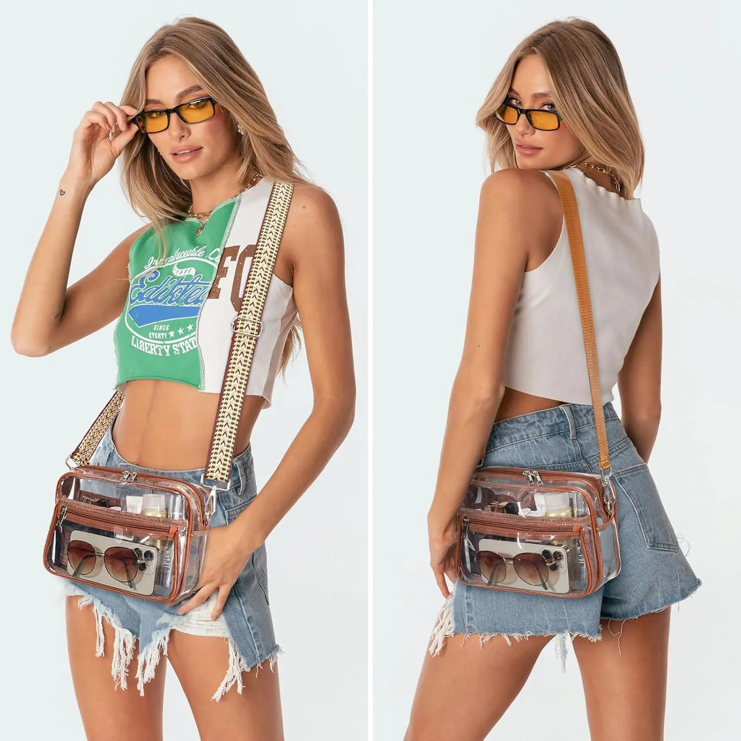 Clear Bag for Stadium Events with 2 Long Straps, See Through Purse for Women Crossbody Bag Concert Stadium Approved