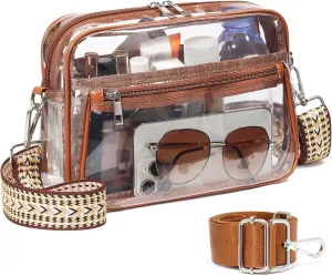 Clear Bag for Stadium Events with 2 Long Straps, See Through Purse for Women Crossbody Bag Concert Stadium Approved