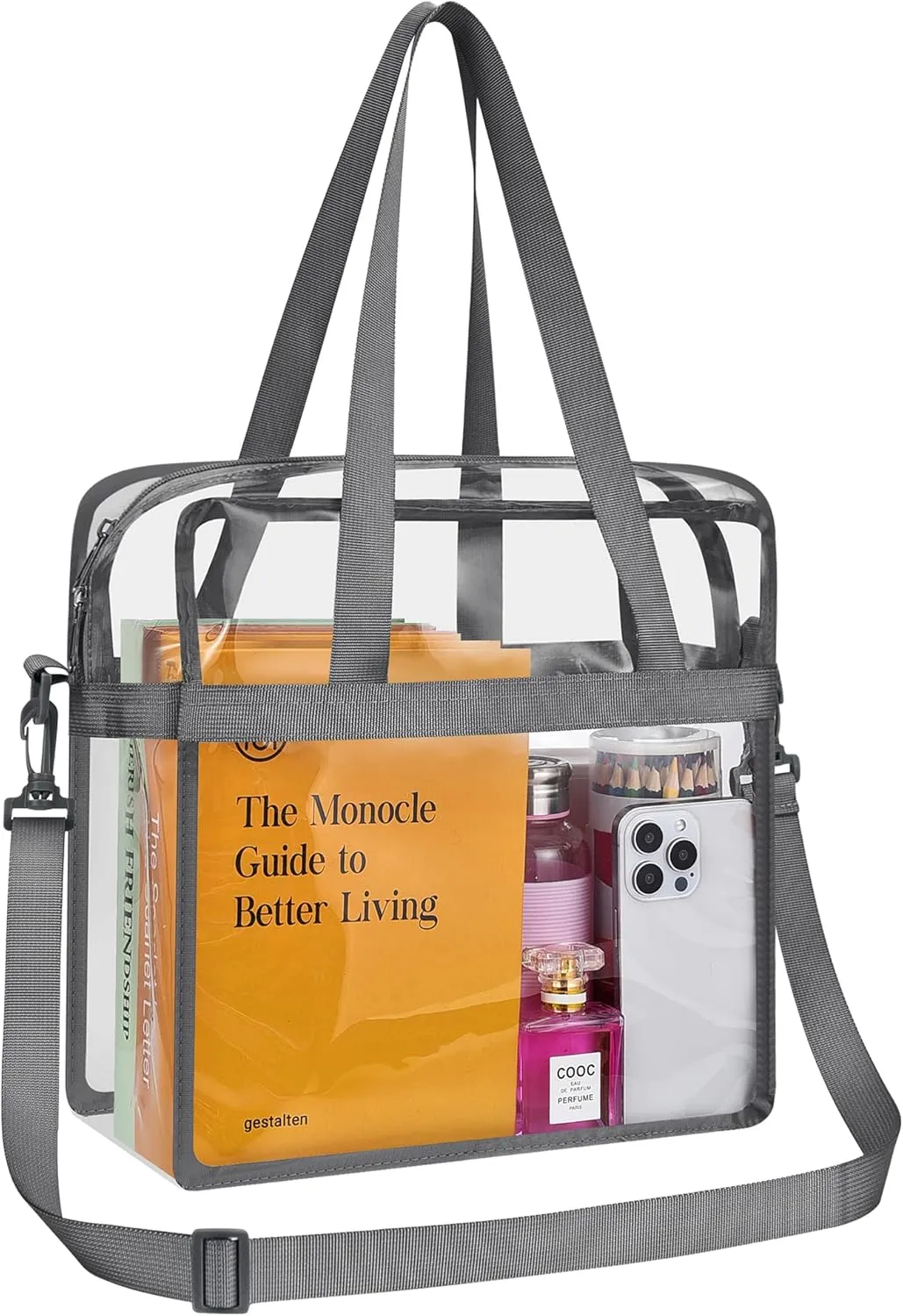 Clear Bag for Stadium Events—Clear Bag Tote Bag with Adjustable Straps for Work Travel Concerts