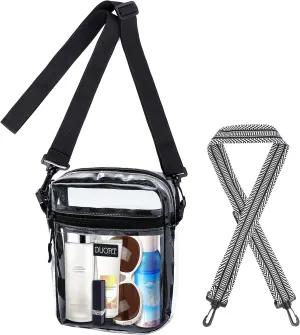 Clear Bag Stadium Approved, TPU Clear Purses Inside Pocket，Crossbody Bag Adjustable Strap for Concert，Sporting Events