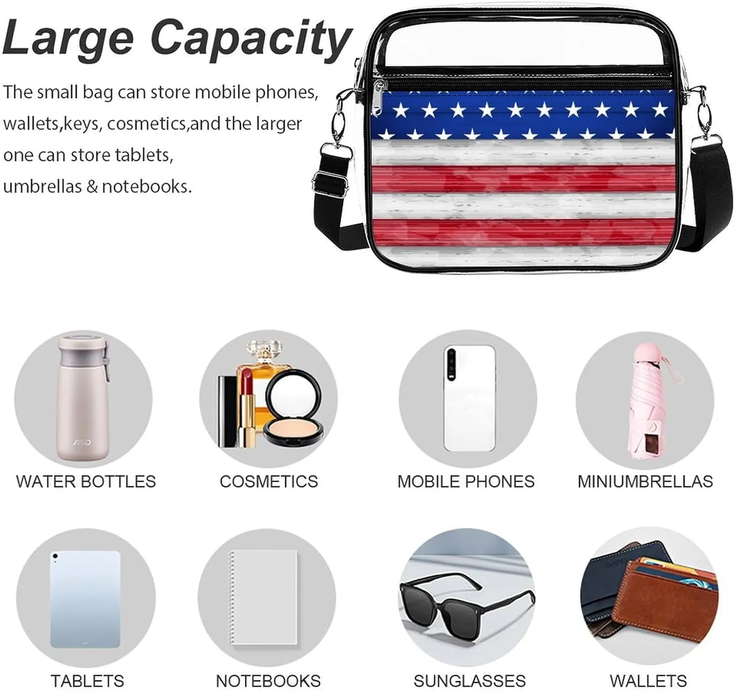 Clear Bag Stadium Approved, Women Clear Crossbody Purse Bag, Clear Stadium Bags for Sporting Events, Concerts