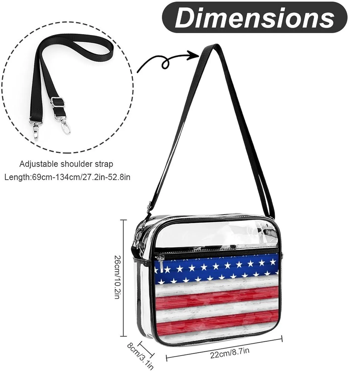 Clear Bag Stadium Approved, Women Clear Crossbody Purse Bag, Clear Stadium Bags for Sporting Events, Concerts