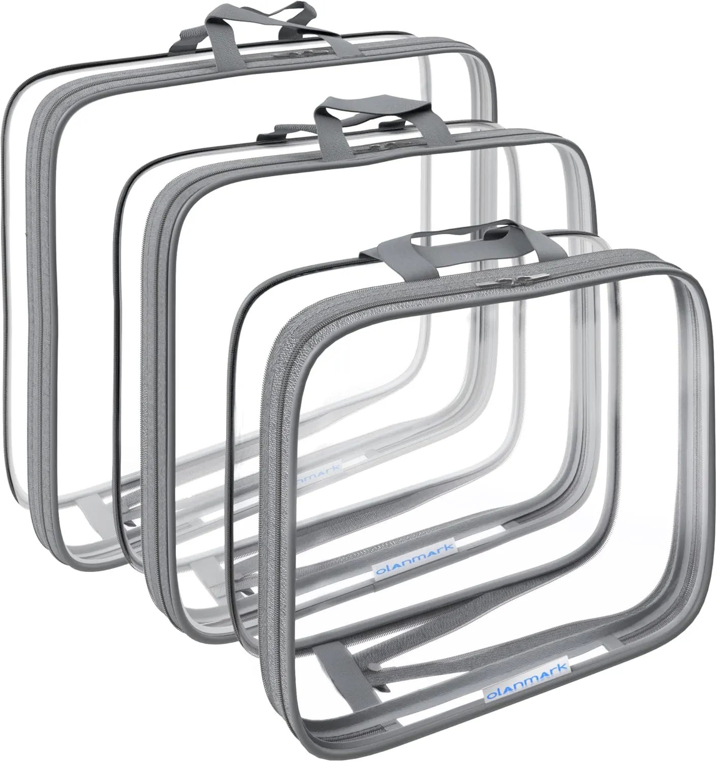 Clear Compression Packing Cubes 3 Set - Bags for Travel - Luggage Cube Organizer - Grey