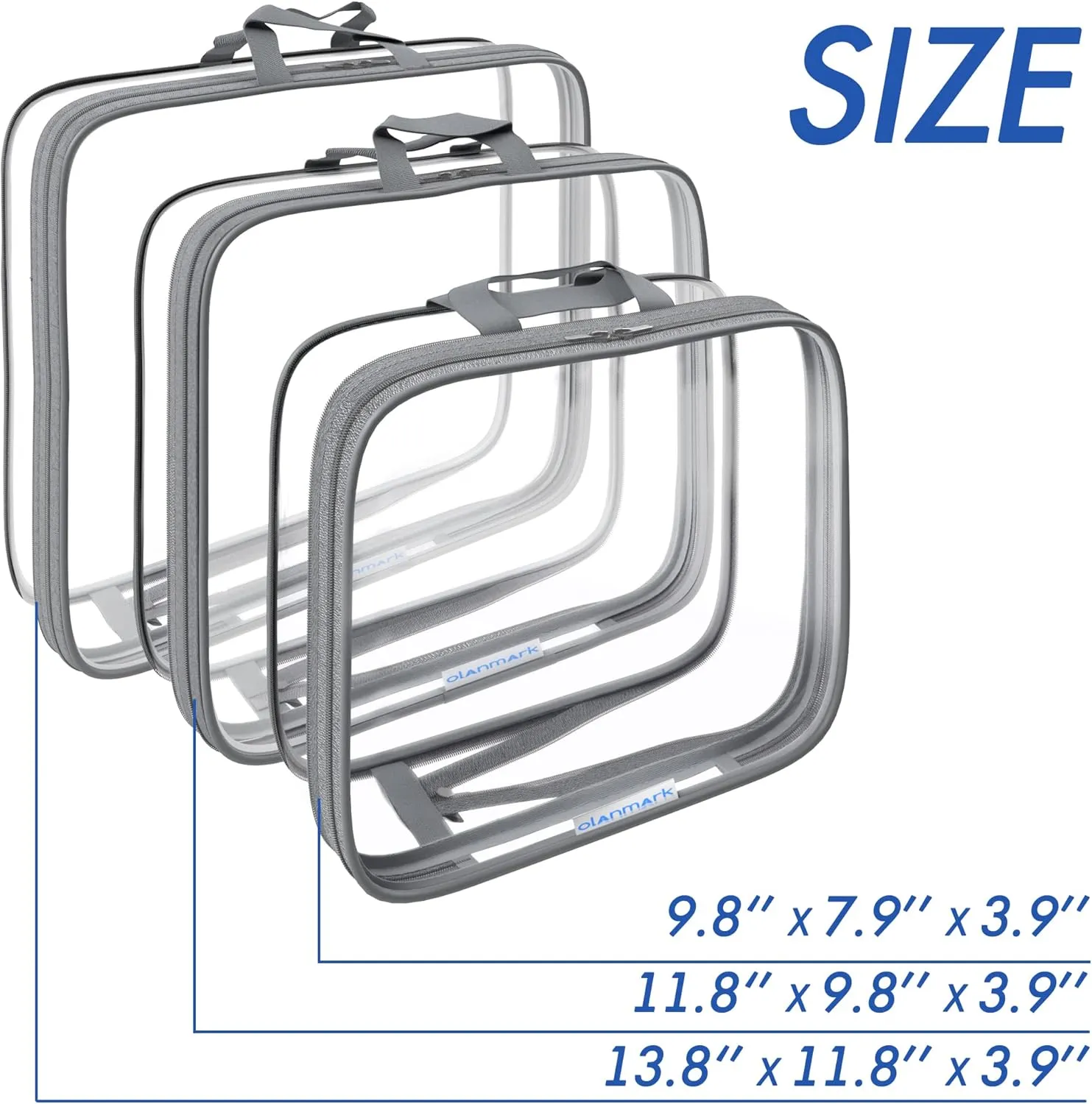 Clear Compression Packing Cubes 3 Set - Bags for Travel - Luggage Cube Organizer - Grey