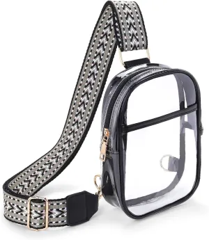Clear Crossbody Bag for Stadium Events, Stadium Approved Clear Sling Bags for Game Day, Concerts