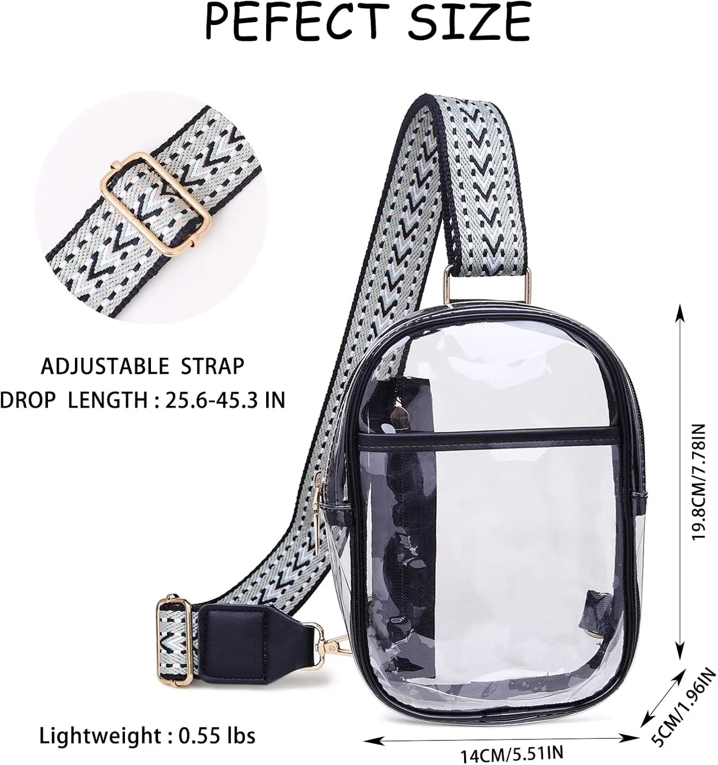 Clear Crossbody Bag for Stadium Events, Stadium Approved Clear Sling Bags for Game Day, Concerts