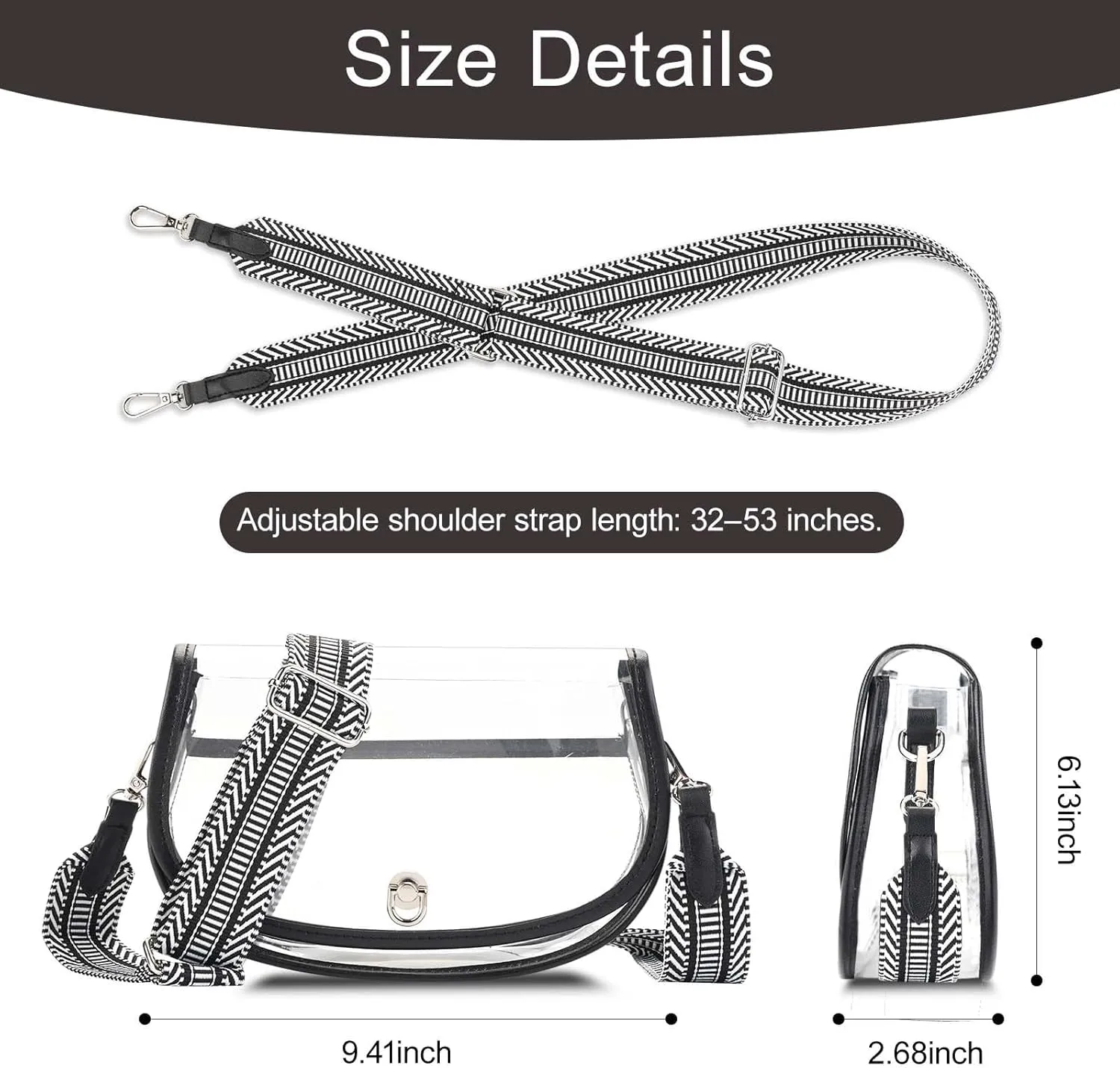 Clear Crossbody Bag Stadium Approved for Women，clear Bags for Stadium Events,clear Purse for Concerts