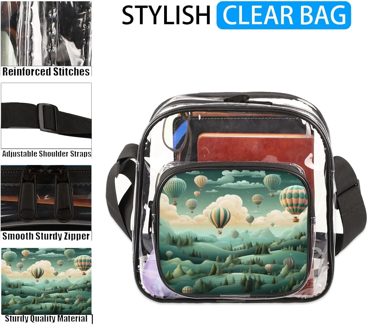 Clear Crossbody Purse Bag Clear Messenger Shoulder Bags See Through Transparent Purse