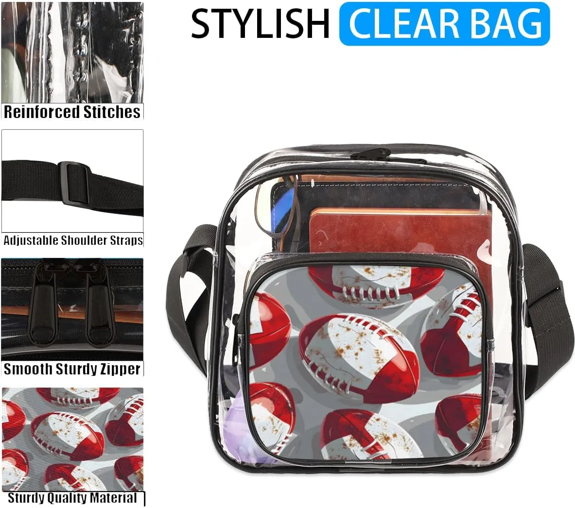 Clear Crossbody Purse Bag Clear Messenger Shoulder Bags See Through Transparent Purse