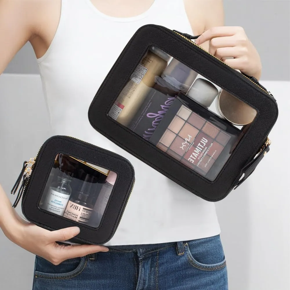 Clear Makeup Bag, Small Makeup Bag TSA Approved Toiletry Bag Cosmetic Travel Bag Cute Makeup Bag Organizer Makeup Case Pouch Car Essentials for Women Men