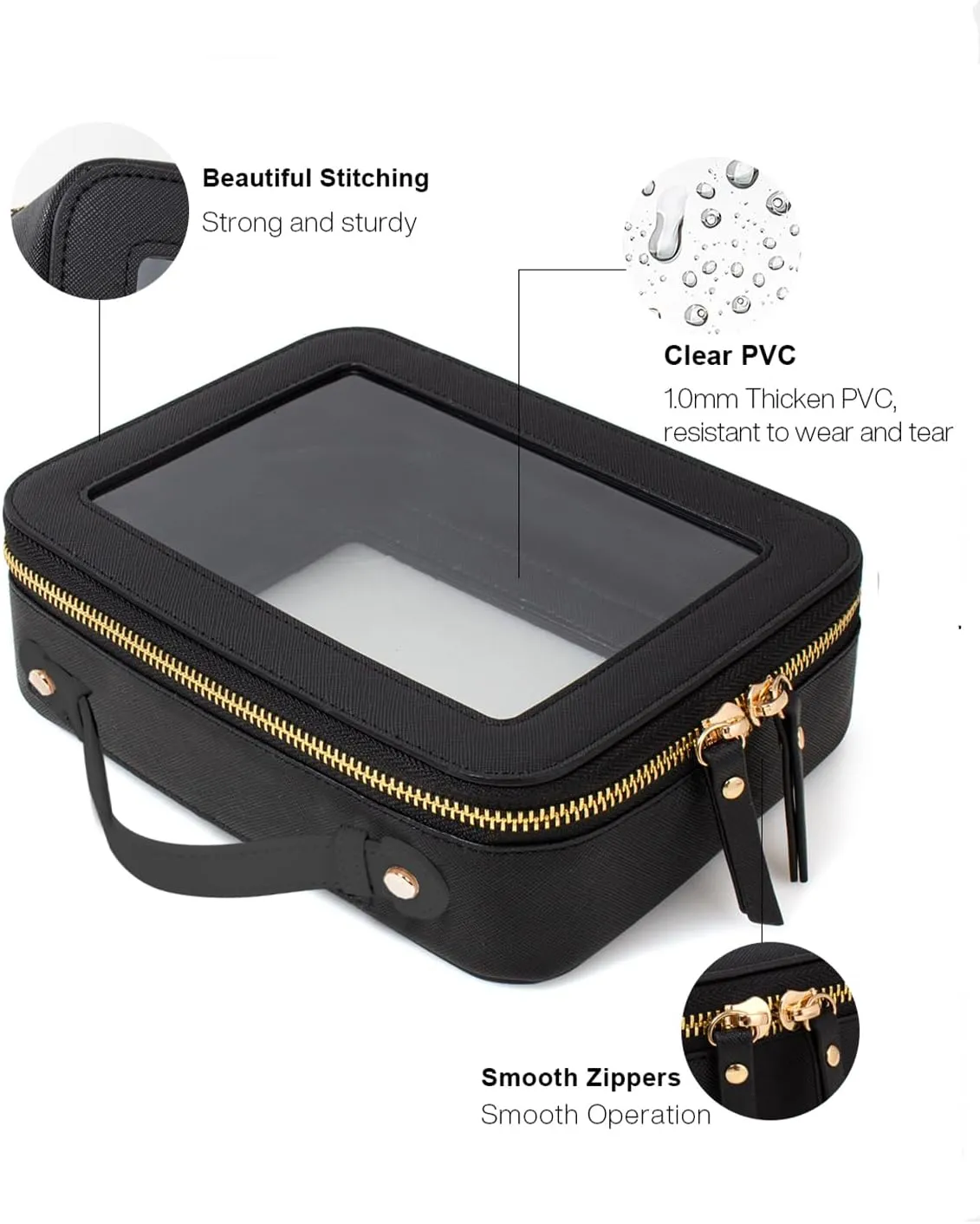 Clear Makeup Bag, Small Makeup Bag TSA Approved Toiletry Bag Cosmetic Travel Bag Cute Makeup Bag Organizer Makeup Case Pouch Car Essentials for Women Men