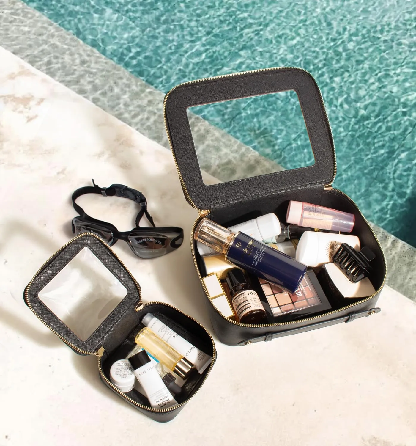 Clear Makeup Bag, Small Makeup Bag TSA Approved Toiletry Bag Cosmetic Travel Bag Cute Makeup Bag Organizer Makeup Case Pouch Car Essentials for Women Men