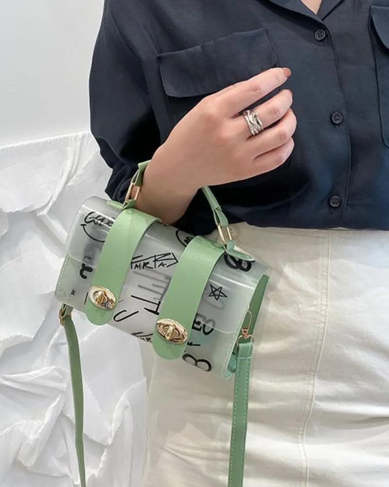 Clear Messenger Bag for Work Travel Approved Clear Crossbody Bag with Adjustable Strap Clear Stadium (A Green)