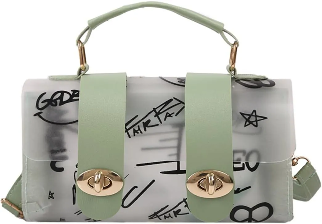 Clear Messenger Bag for Work Travel Approved Clear Crossbody Bag with Adjustable Strap Clear Stadium (A Green)