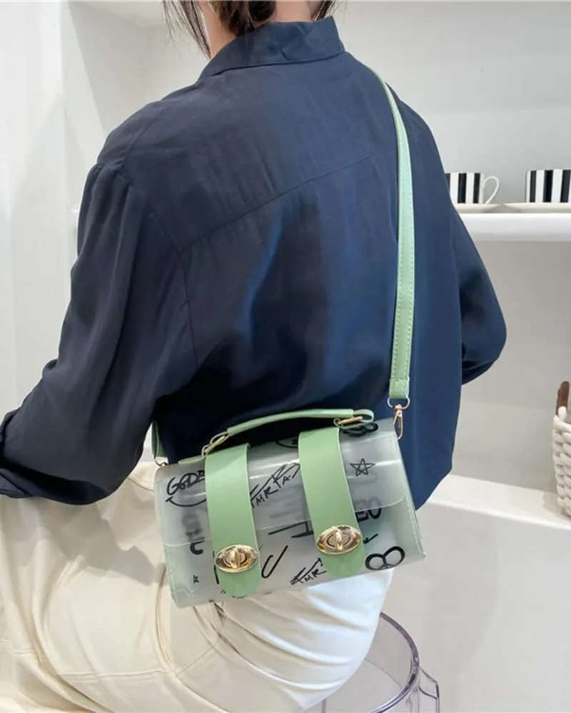 Clear Messenger Bag for Work Travel Approved Clear Crossbody Bag with Adjustable Strap Clear Stadium (A Green)