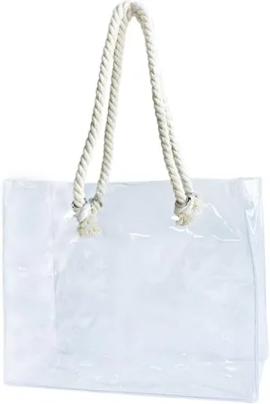 Clear Plastic Tote Bag with Rope Handles, Unisex Stadium Bag for Concerts, Festivals, Work