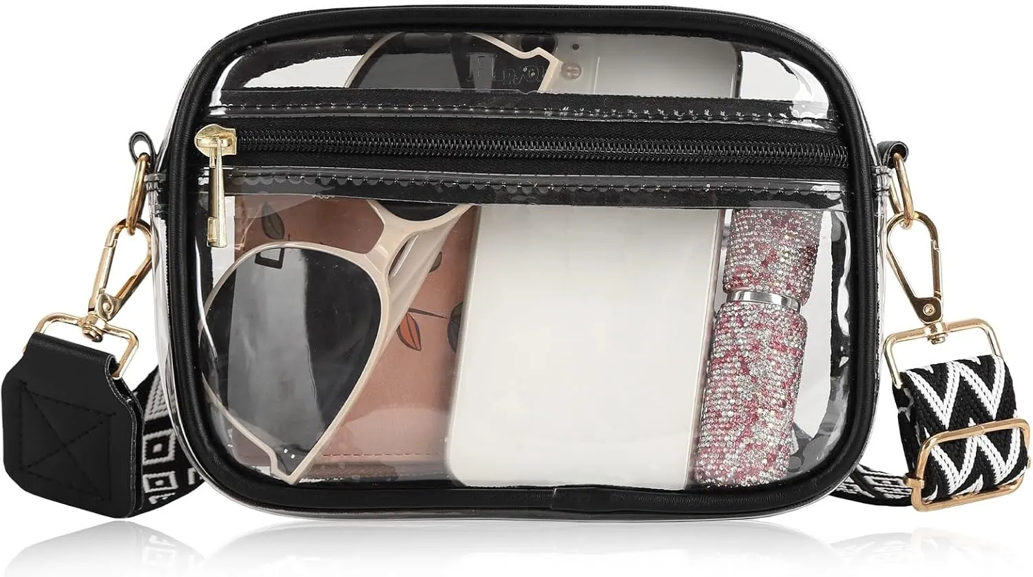 Clear Stadium Purse for Women - Approved Size - Adjustable Shoulder Strap - Water-resistant PVC