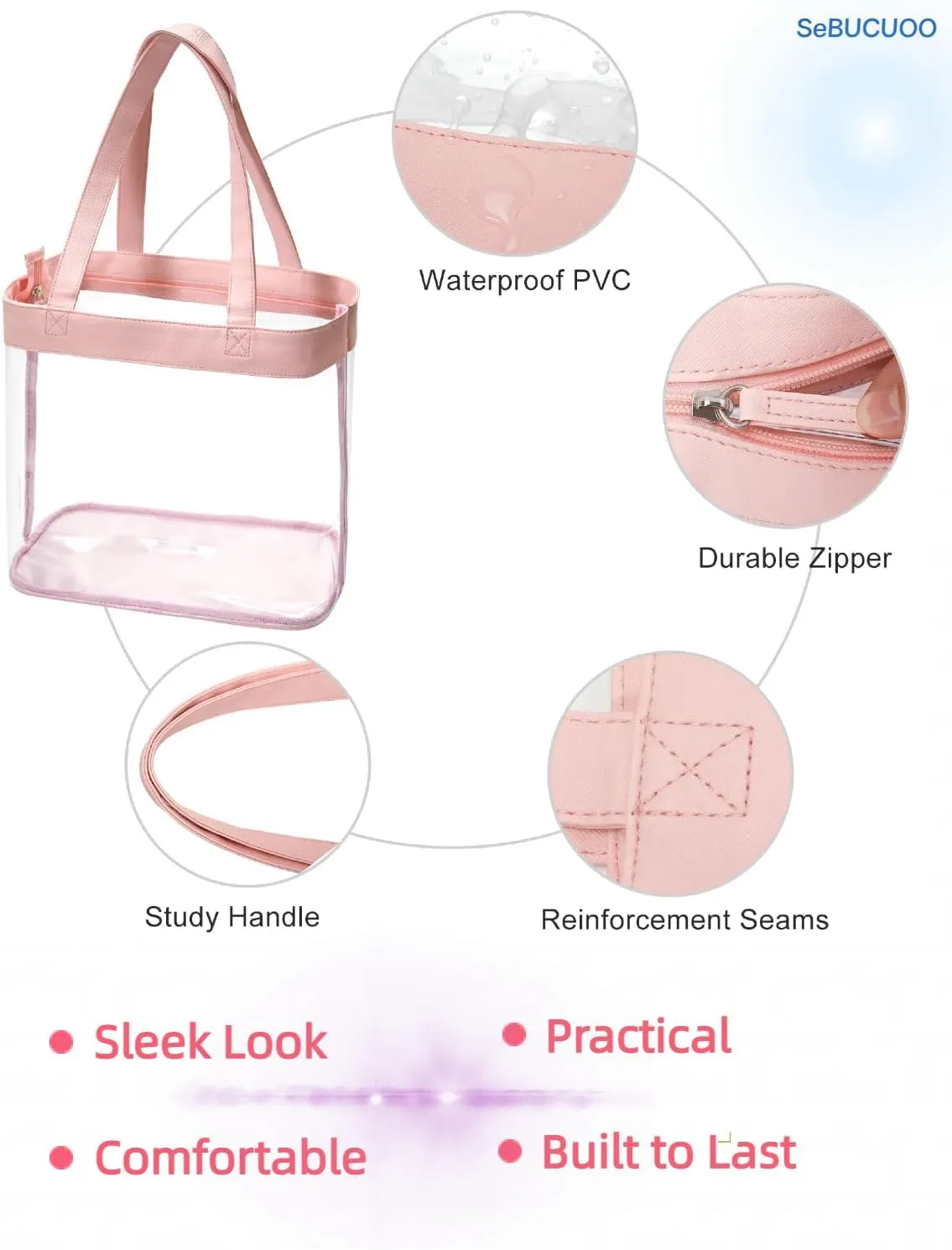 Clear Tote Bag Stadium Approved 12x6x12 12x12x6 Clear Bag for Stadium Events 12 x6 x12 Transparent Purse 12 x 6 x 12