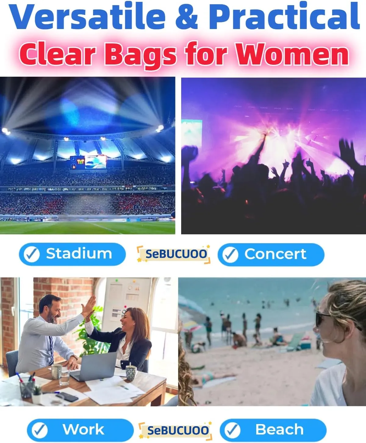 Clear Tote Bag Stadium Approved 12x6x12 12x12x6 Clear Bag for Stadium Events 12 x6 x12 Transparent Purse 12 x 6 x 12