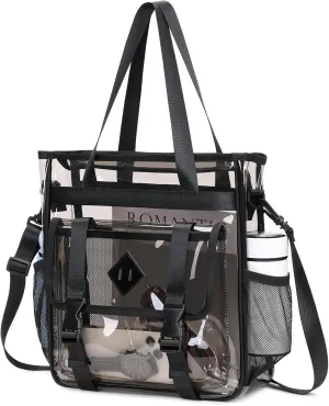 Clear Tote Bag Stadium Approved 12x6x12, Thickened Heavy Duty PVC Transparent Tote Bag Water Resistant