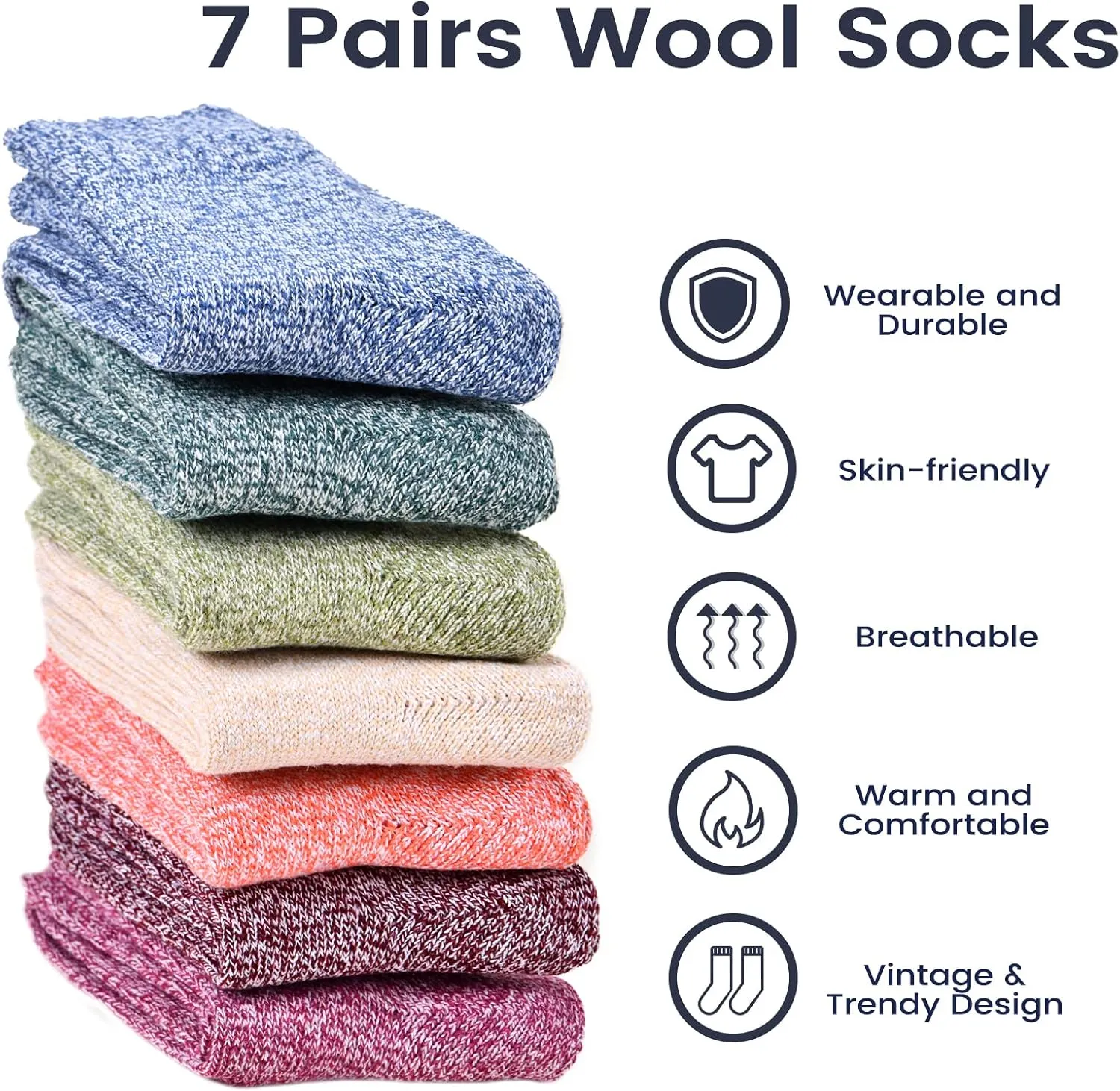 Clothirily Wool Socks, Thick Soft Wool Socks for Women, Vintage Warm Womens Sock, Winter Warm Boot Sock for Women Men