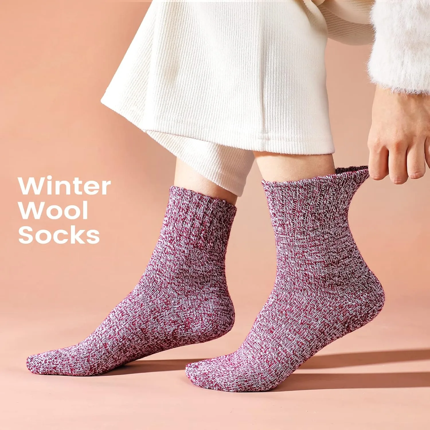 Clothirily Wool Socks, Thick Soft Wool Socks for Women, Vintage Warm Womens Sock, Winter Warm Boot Sock for Women Men