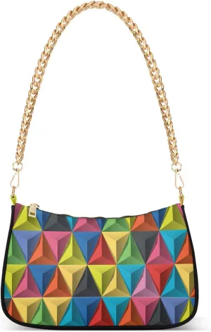 Clutch Shoulder Bags Tote Evening Purse Handbags for Women Hobo Bags Geometric 3d Triangle Colorful with Zipper Closure
