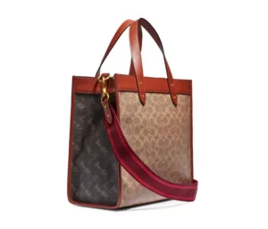 COACH SIGNATURE COATED CANVAS FIELD CARRIAGE TOTE BAG