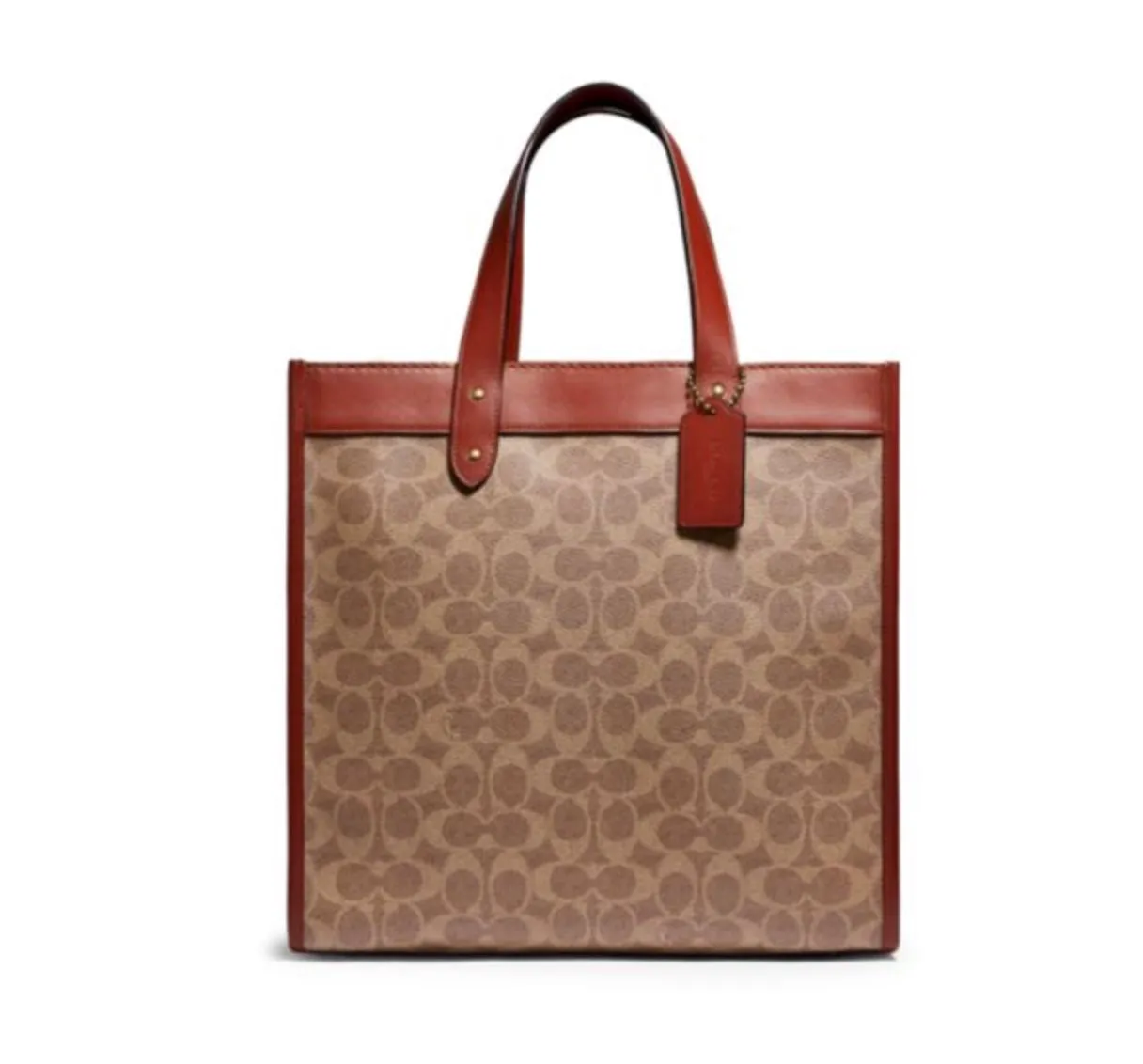 COACH SIGNATURE COATED CANVAS FIELD CARRIAGE TOTE BAG