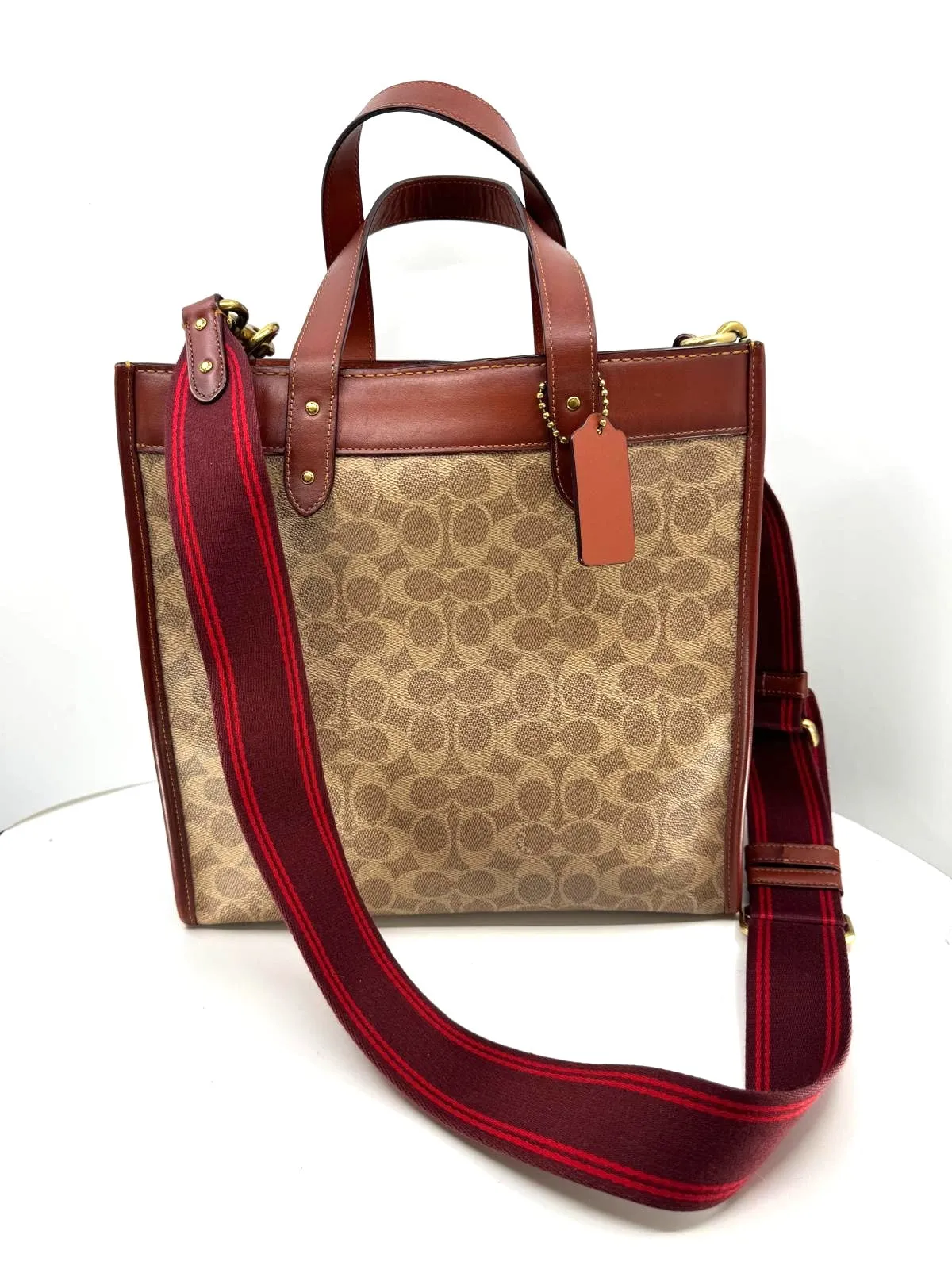 COACH SIGNATURE COATED CANVAS FIELD CARRIAGE TOTE BAG