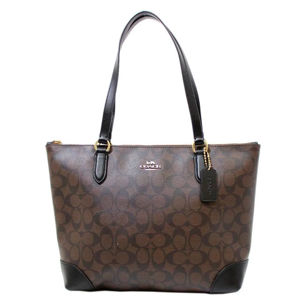 COACH Zip Top Tote Bag In Signature Canvas