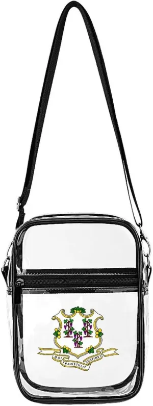 Connecticut State Seal Clear Stadium Crossbody Bag Small Shoulder Purse Adjustable Strap Handbag for Women Men