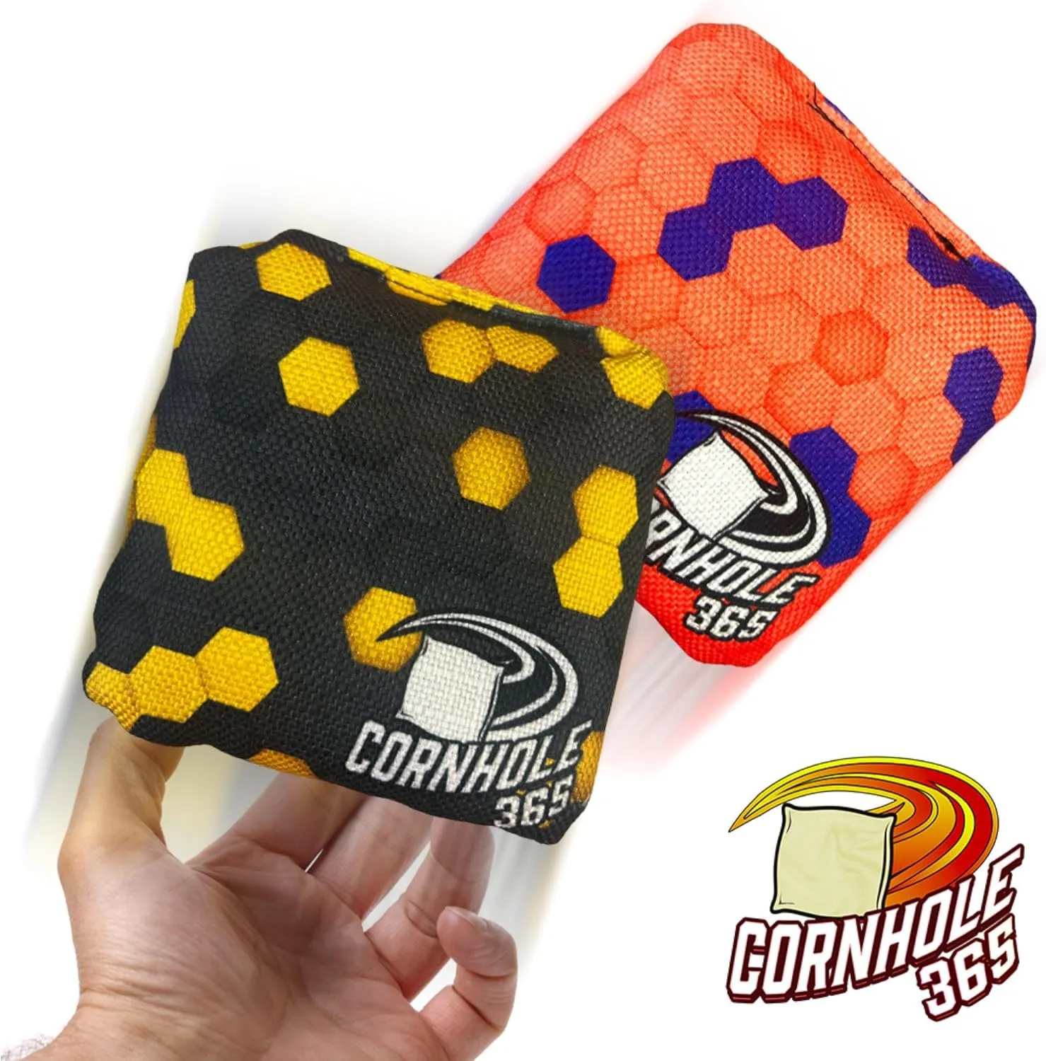 Cornhole365 Themed Cornhole Bags - All-Weather, Heavy-Duty Polyester Fabric, Resin Filling, Double-Stitched Duck Cloth - Professional Corn Hole Bean Bags for Indoor & Outdoor Use