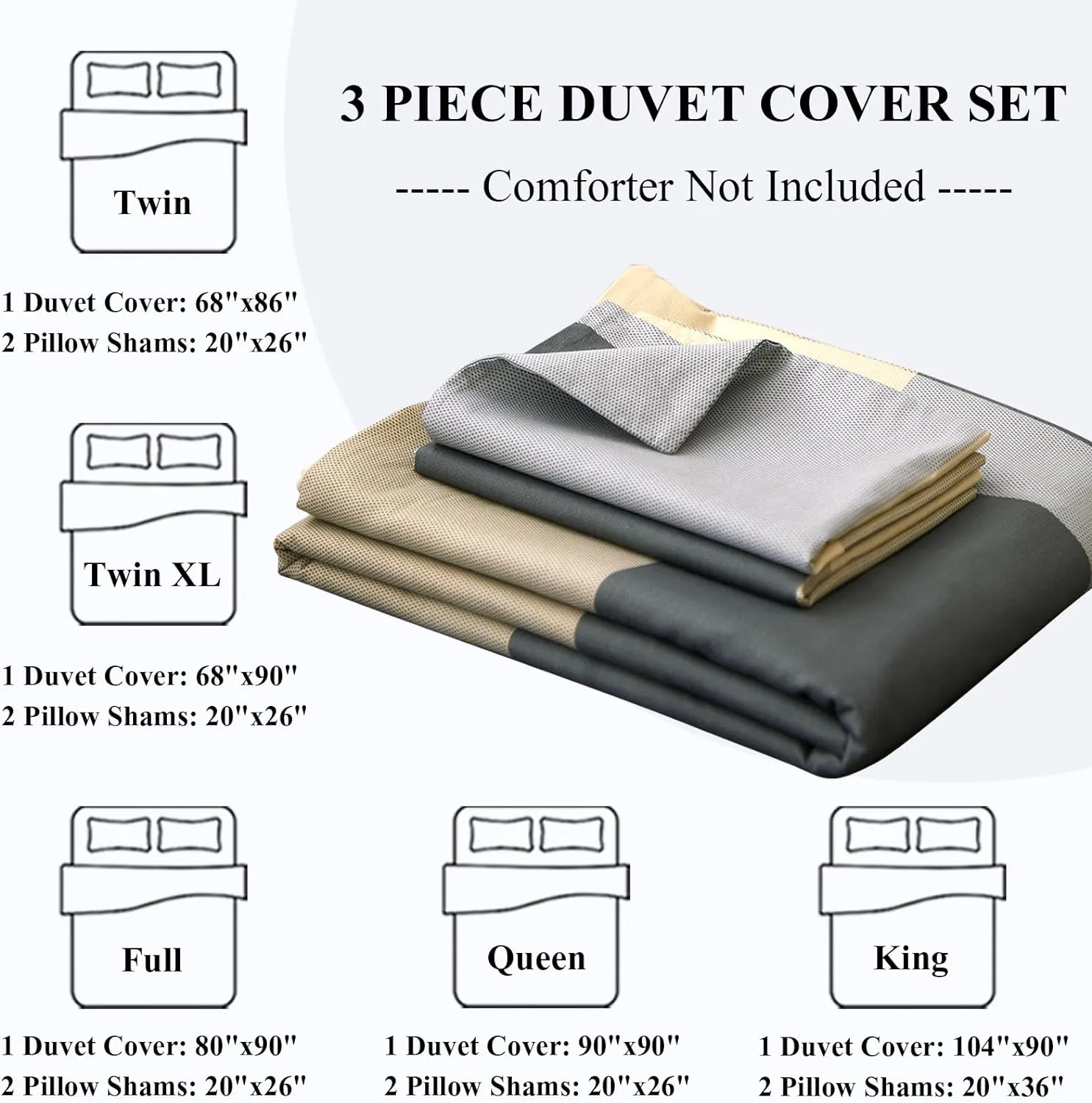 Cotton Grid Plaid Duvet Cover Set Queen Modern Reversible Checkered Bedding Set Hotel Quality 3 Pieces Duvet Comforter Cover Luxury Soft Zipper Closure Bedding Collection (NO Comforter)