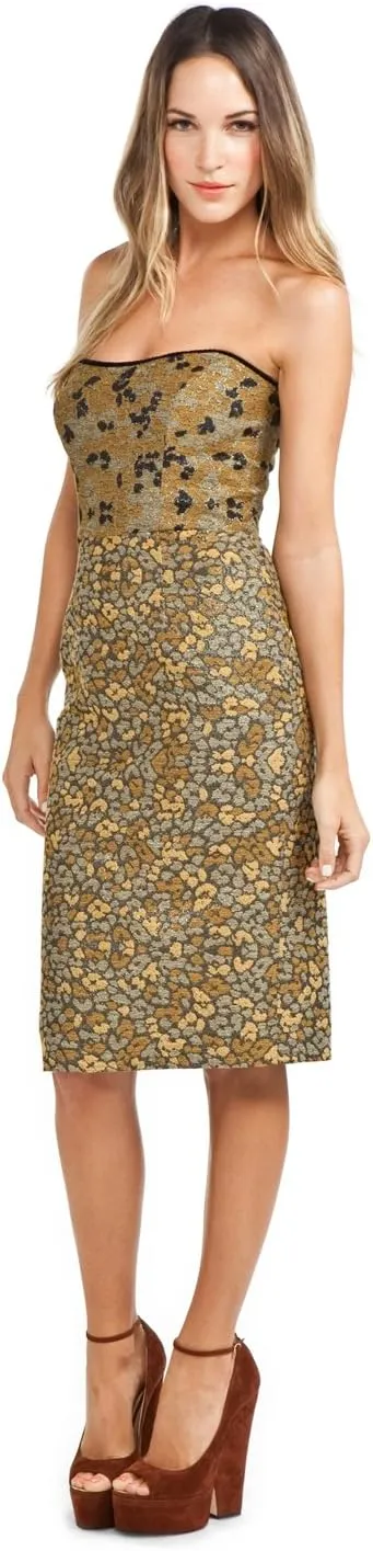 Countryside Corset Dress, Gold Printed Jacquard, 8