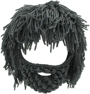 Creative Barbarian Knit Beard Hat Funny Knit Cap Wig Beanie Hats Beard Facemask