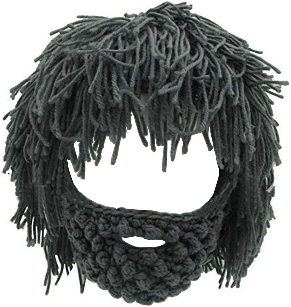 Creative Barbarian Knit Beard Hat Funny Knit Cap Wig Beanie Hats Beard Facemask