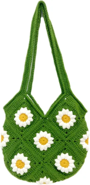Crochet Tote Bags and Purse - Floral Daisy Knit Bags for Women - Gifts