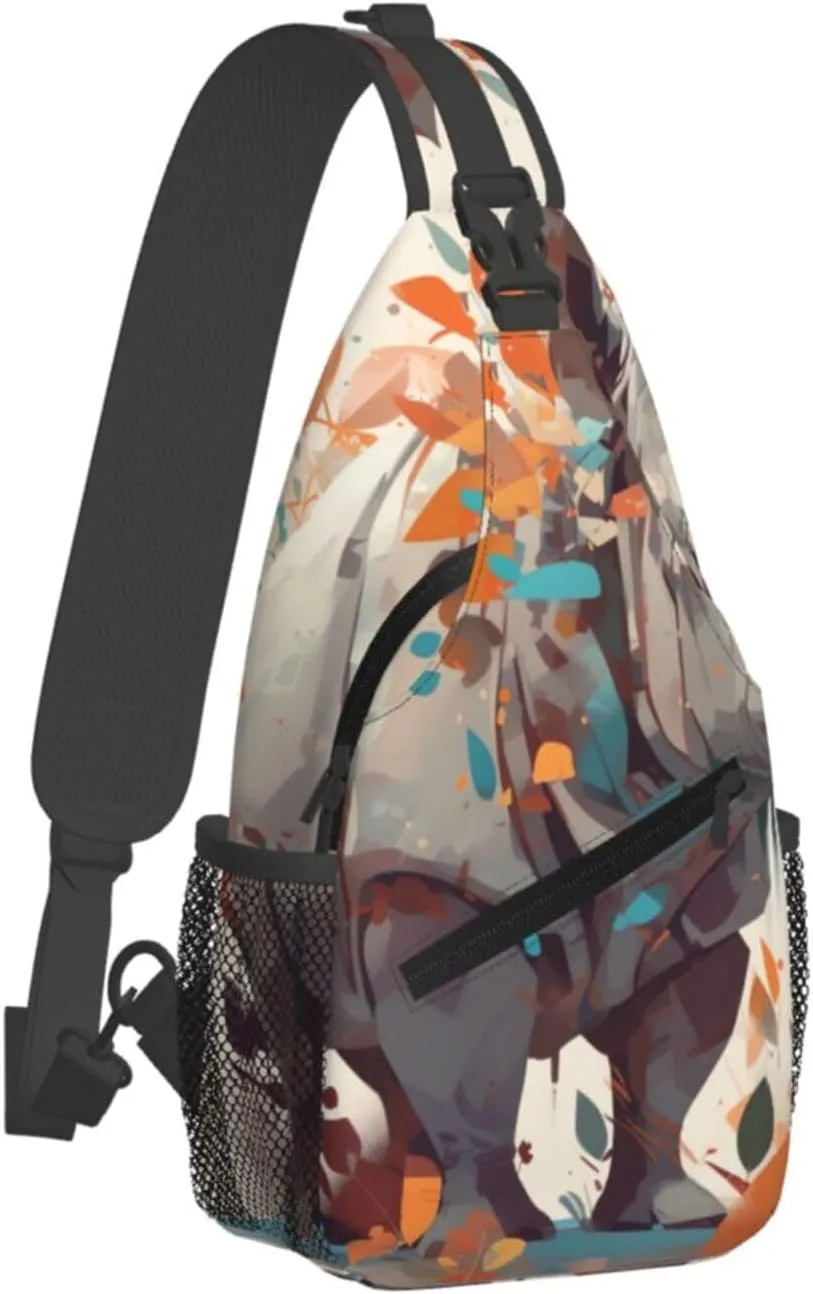 Crossbody Bags for Women Men Trendy Sling Bag Casual Chest Bag Rabbit and Cup Shoulder Bag for Travel Sport