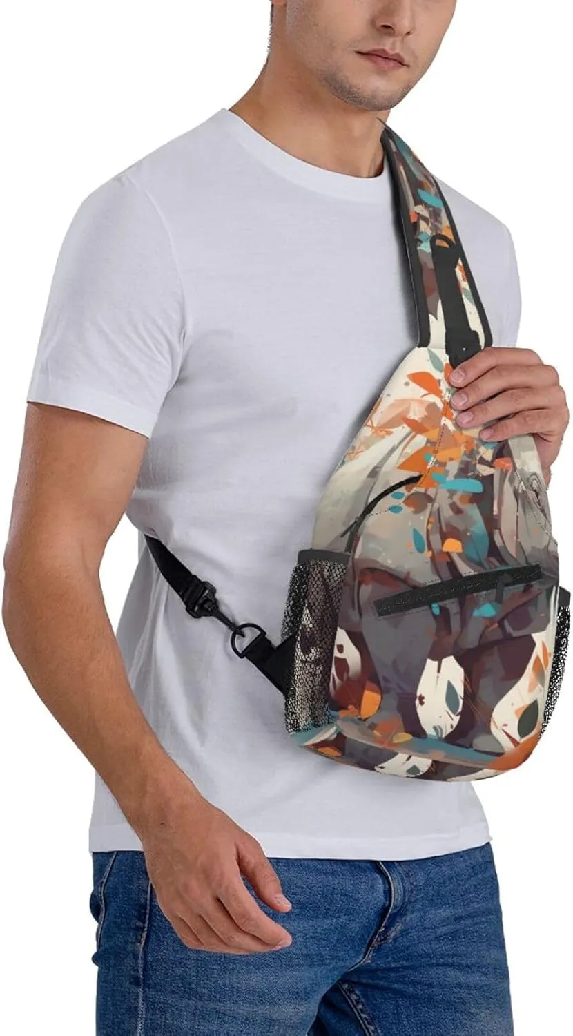 Crossbody Bags for Women Men Trendy Sling Bag Casual Chest Bag Rabbit and Cup Shoulder Bag for Travel Sport