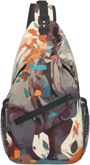 Crossbody Bags for Women Men Trendy Sling Bag Casual Chest Bag Rabbit and Cup Shoulder Bag for Travel Sport