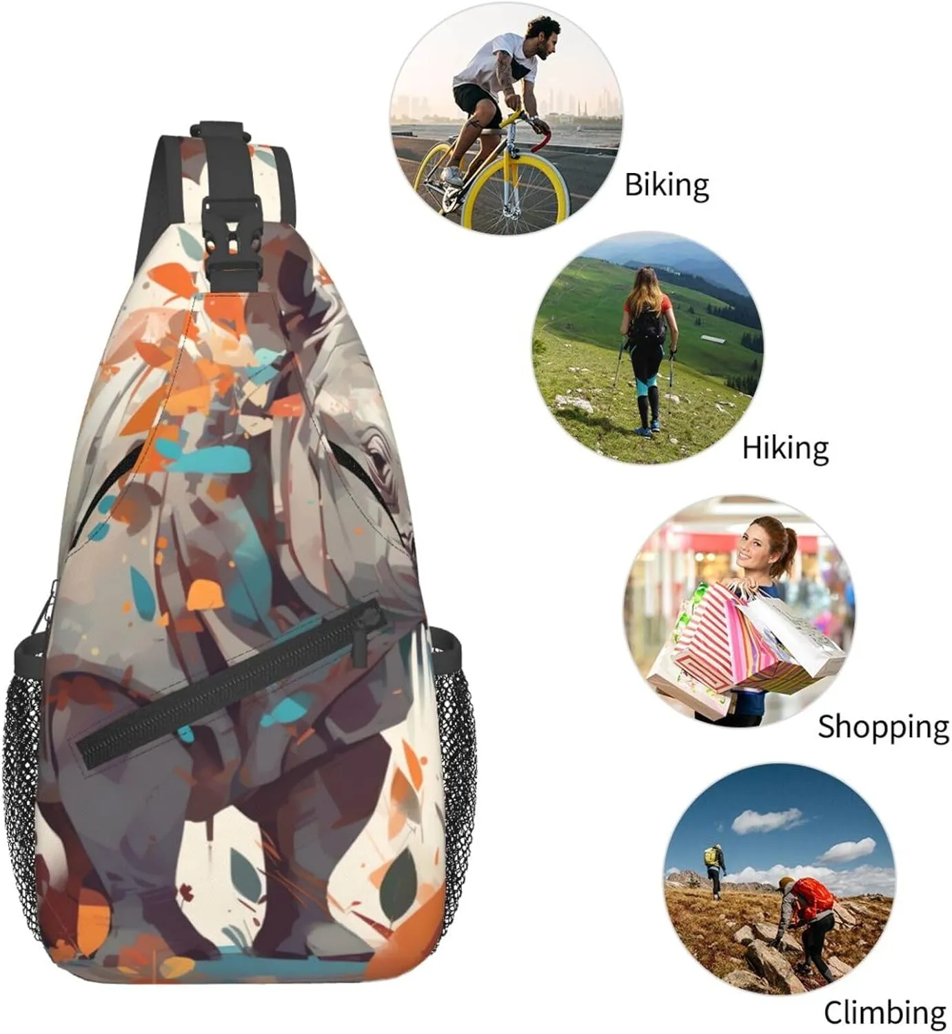 Crossbody Bags for Women Men Trendy Sling Bag Casual Chest Bag Rabbit and Cup Shoulder Bag for Travel Sport
