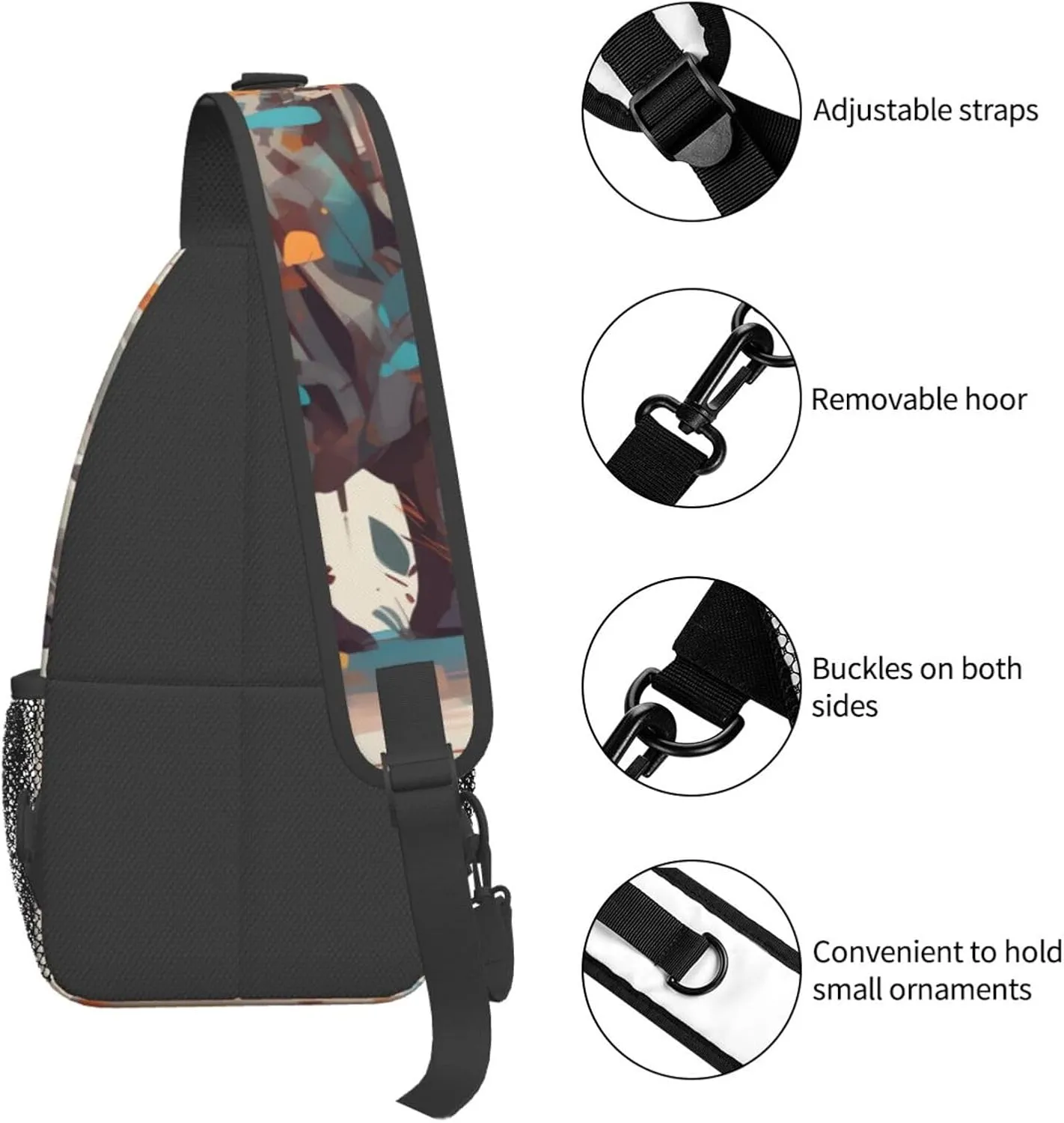 Crossbody Bags for Women Men Trendy Sling Bag Casual Chest Bag Rabbit and Cup Shoulder Bag for Travel Sport