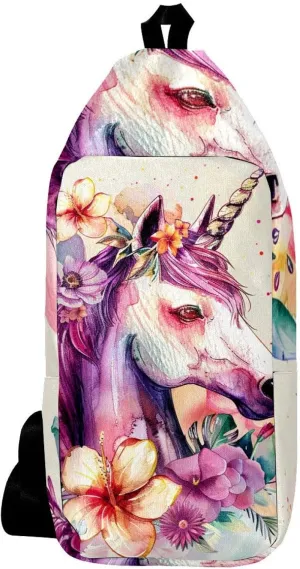 Crossbody Bags for Women,Crossbody Bag Men,Small Sling Bag,Colored Flower Bush Unicorn,Crossbody Purse