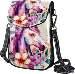 Crossbody Bags for Women,Crossbody Bag Men,Small Sling Bag,Colored Flower Bush Unicorn,Crossbody Purse