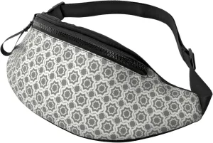 Crossbody Fanny Packs for Women Men - Gray Geometric Star Array Travel Belt Bag Running Waist Bag for Women Men
