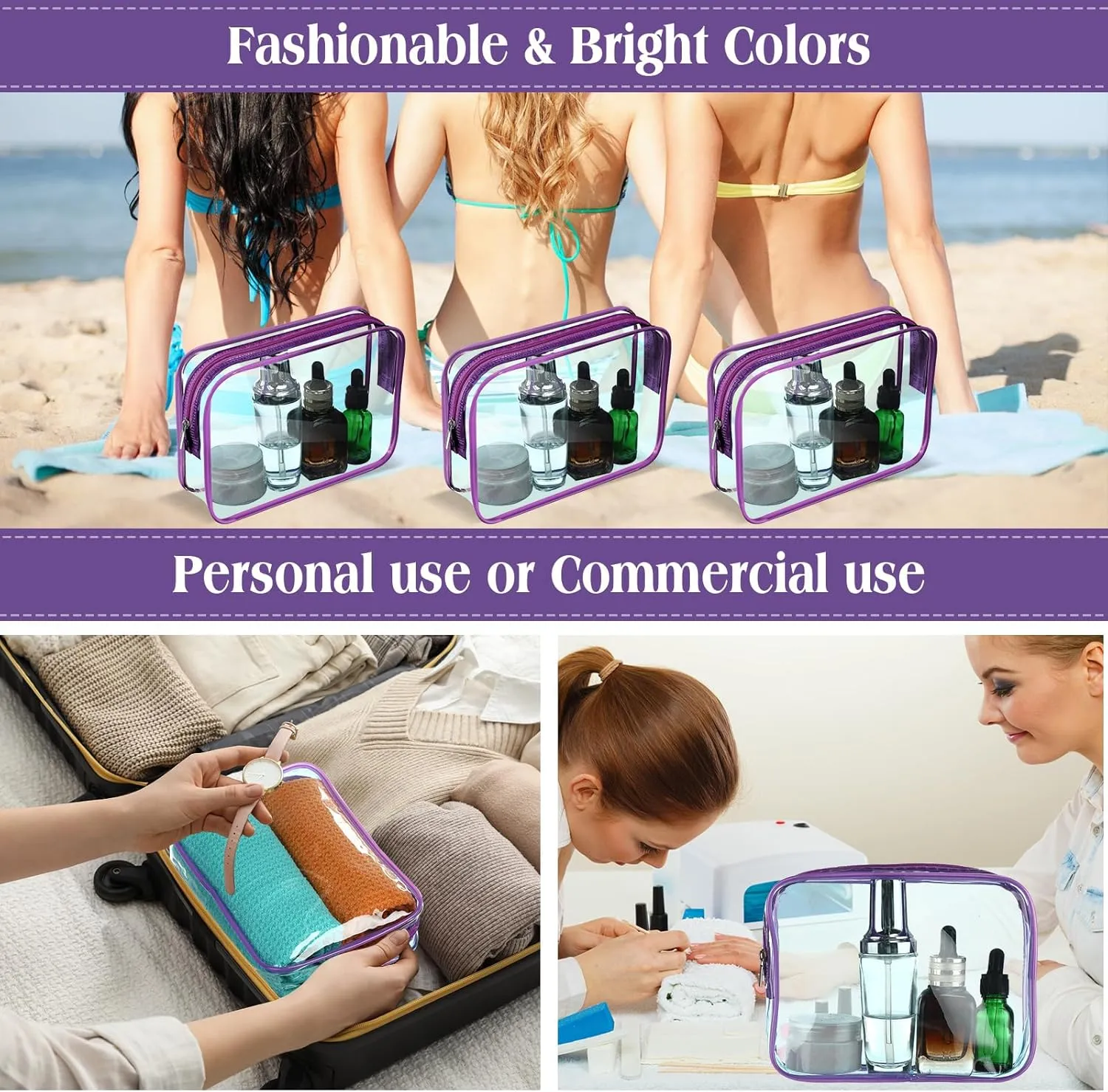Cunno 60 Pcs Clear Toiletry Bag TSA Approved Cosmetic Bag Bulk Makeup Bag Travel Carry Airport Airline Compliant Bag for Women Men Summer Vacation Salon Mother Gift(Mint Green)