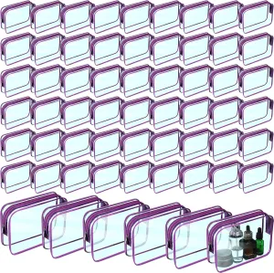 Cunno 60 Pcs Clear Toiletry Bag TSA Approved Cosmetic Bag Bulk Makeup Bag Travel Carry Airport Airline Compliant Bag for Women Men Summer Vacation Salon Mother Gift(Mint Green)