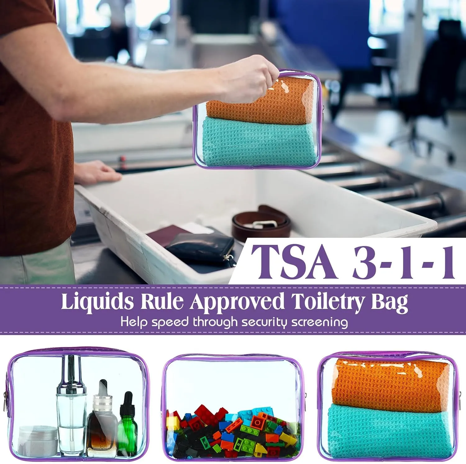 Cunno 60 Pcs Clear Toiletry Bag TSA Approved Cosmetic Bag Bulk Makeup Bag Travel Carry Airport Airline Compliant Bag for Women Men Summer Vacation Salon Mother Gift(Mint Green)
